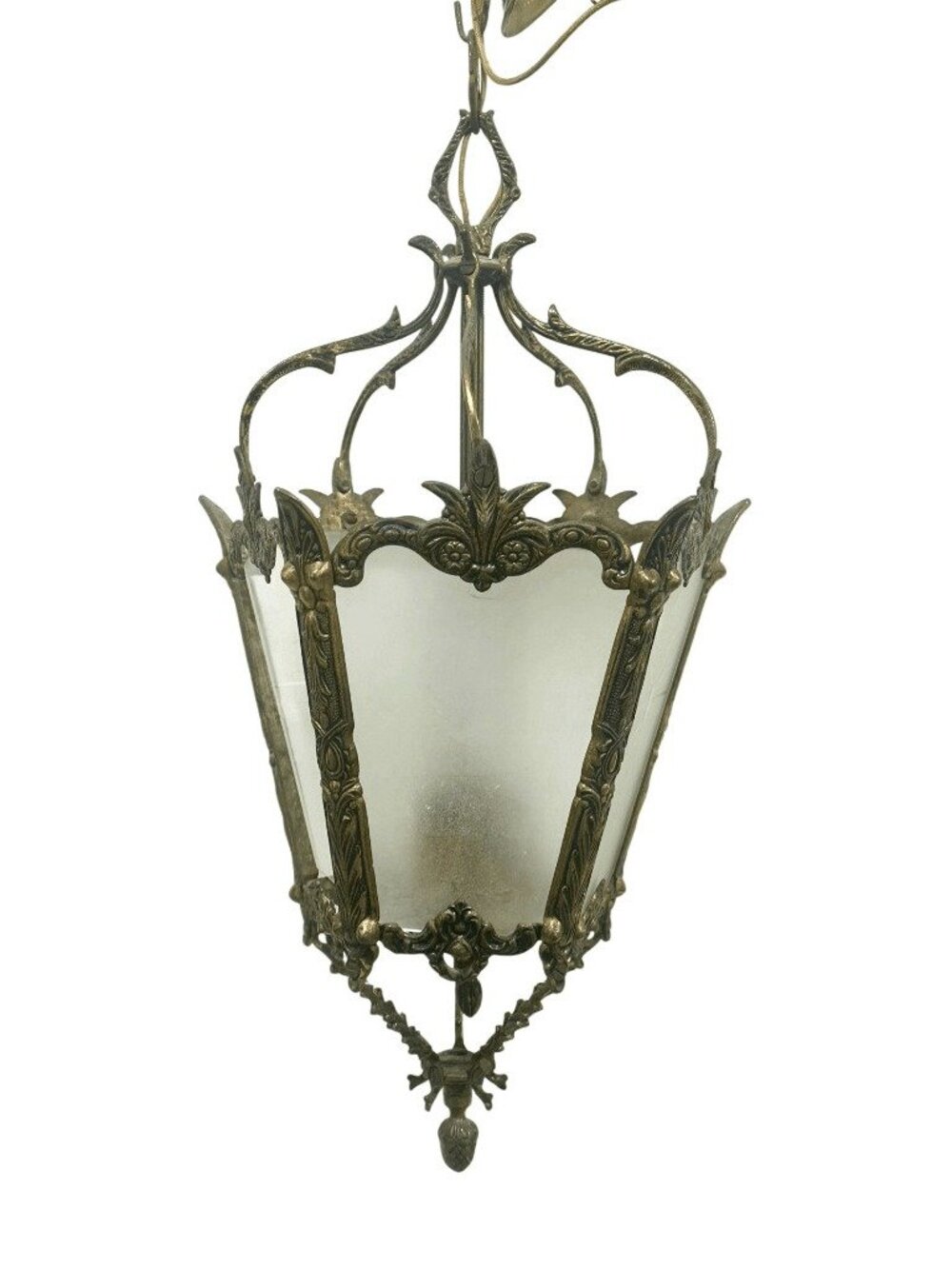 Vintage Neoclassical / Victorian Style Frosted Glass Wired Pendant Light